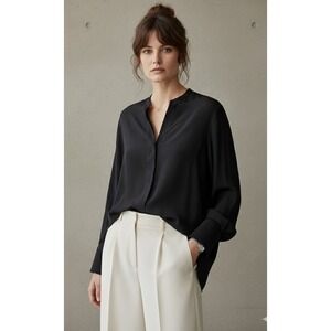 COS V-neck long-sleeve blouse Blake Silk Size 14 Satin Minimalist Capsule